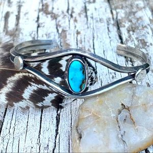 Hand Crafted Southwest Sterling & Turquoise Cuff Bracelet